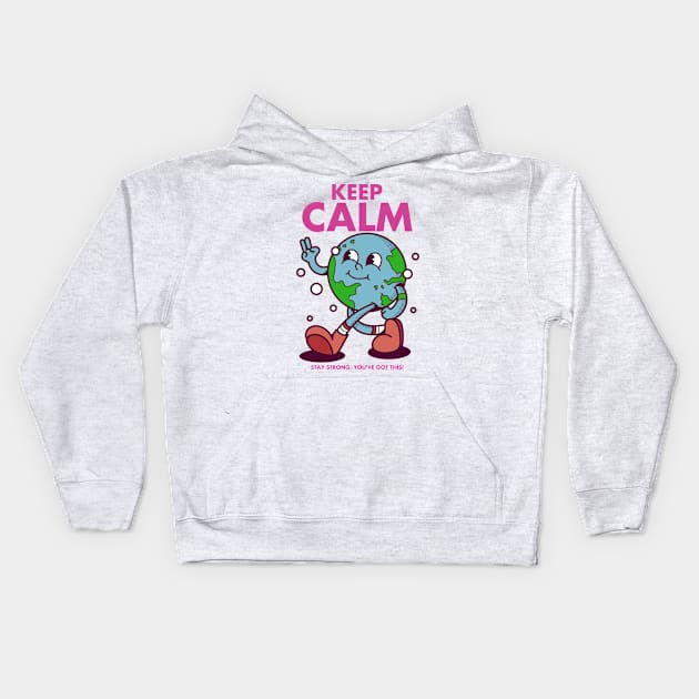 KEEP CALM, character cartoon vintage Kids Hoodie by FlashCraft.co